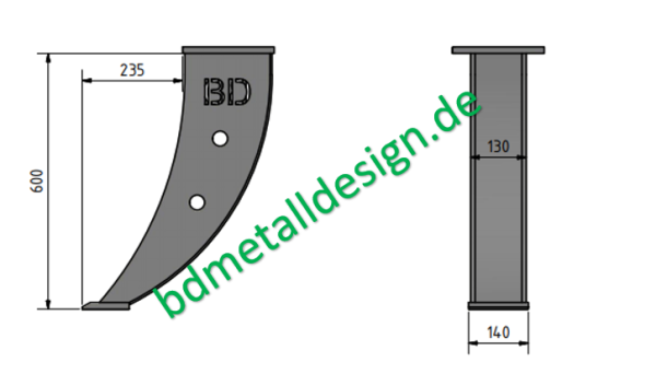 Drainagelöffel/ Kabellöffel 600x130 ohne Aufnahme geschweißt